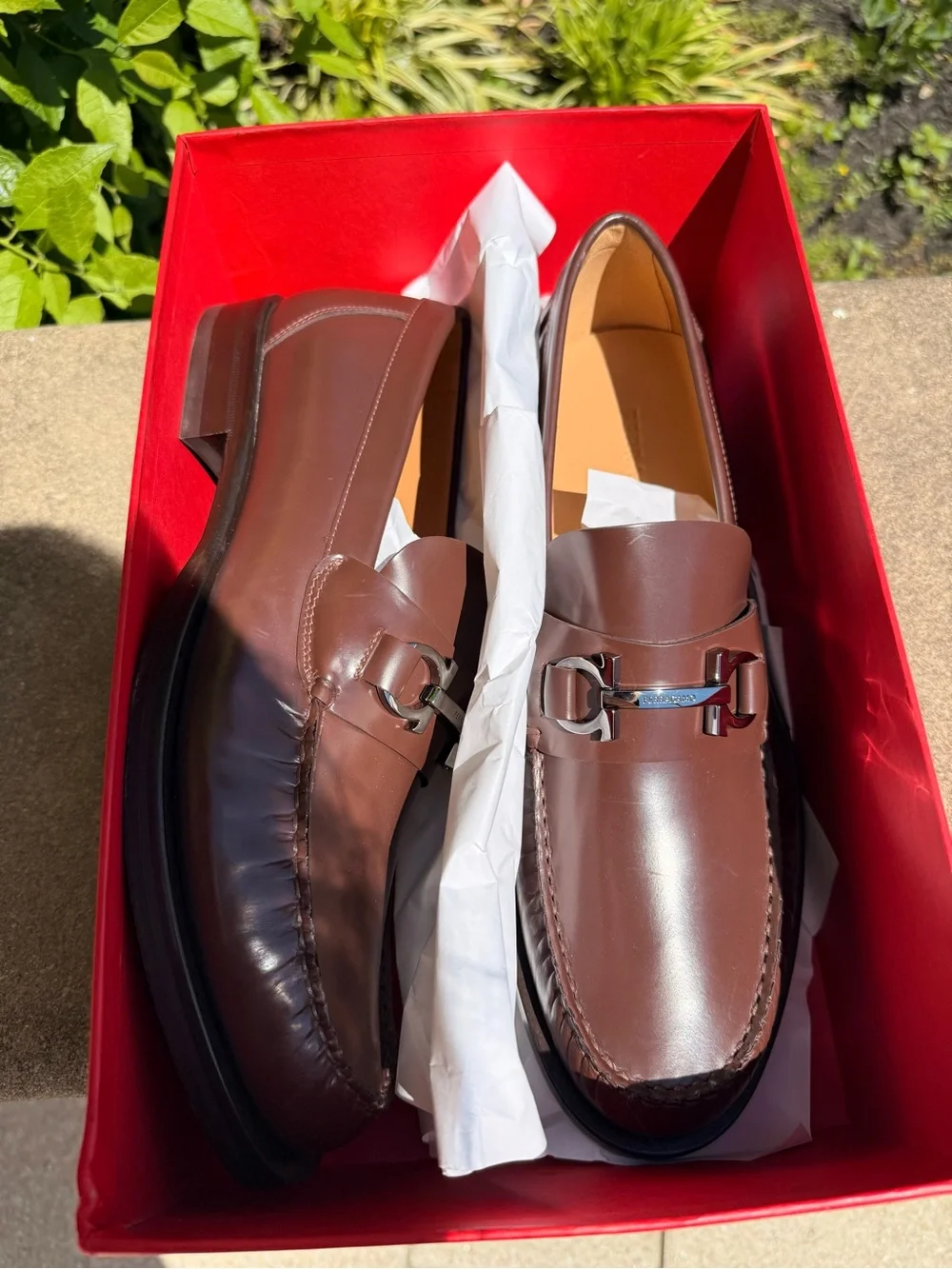 Salvatore Ferragamo‎ Fort Brown Leather Gancini Bit Loafers 11 E (Narrow) Italy